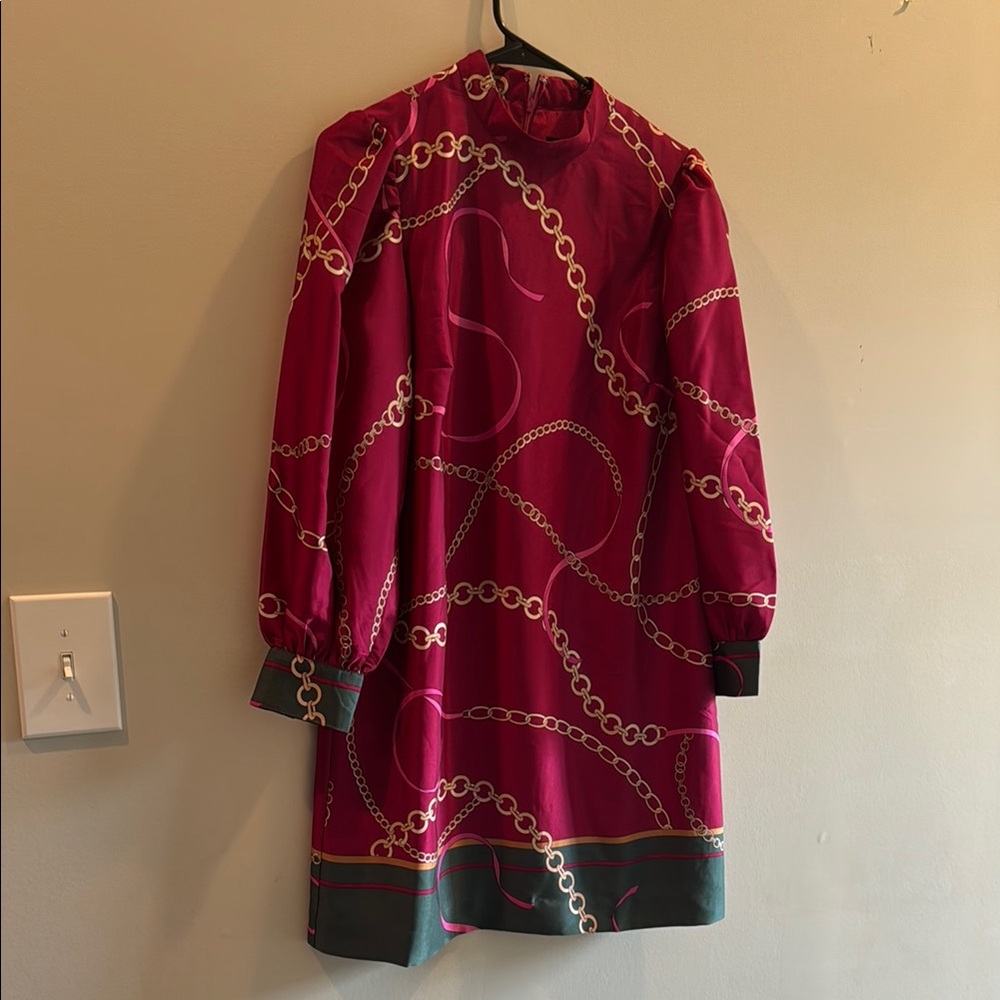 Elegant Chain Print Dress - Pink Ann Taylor